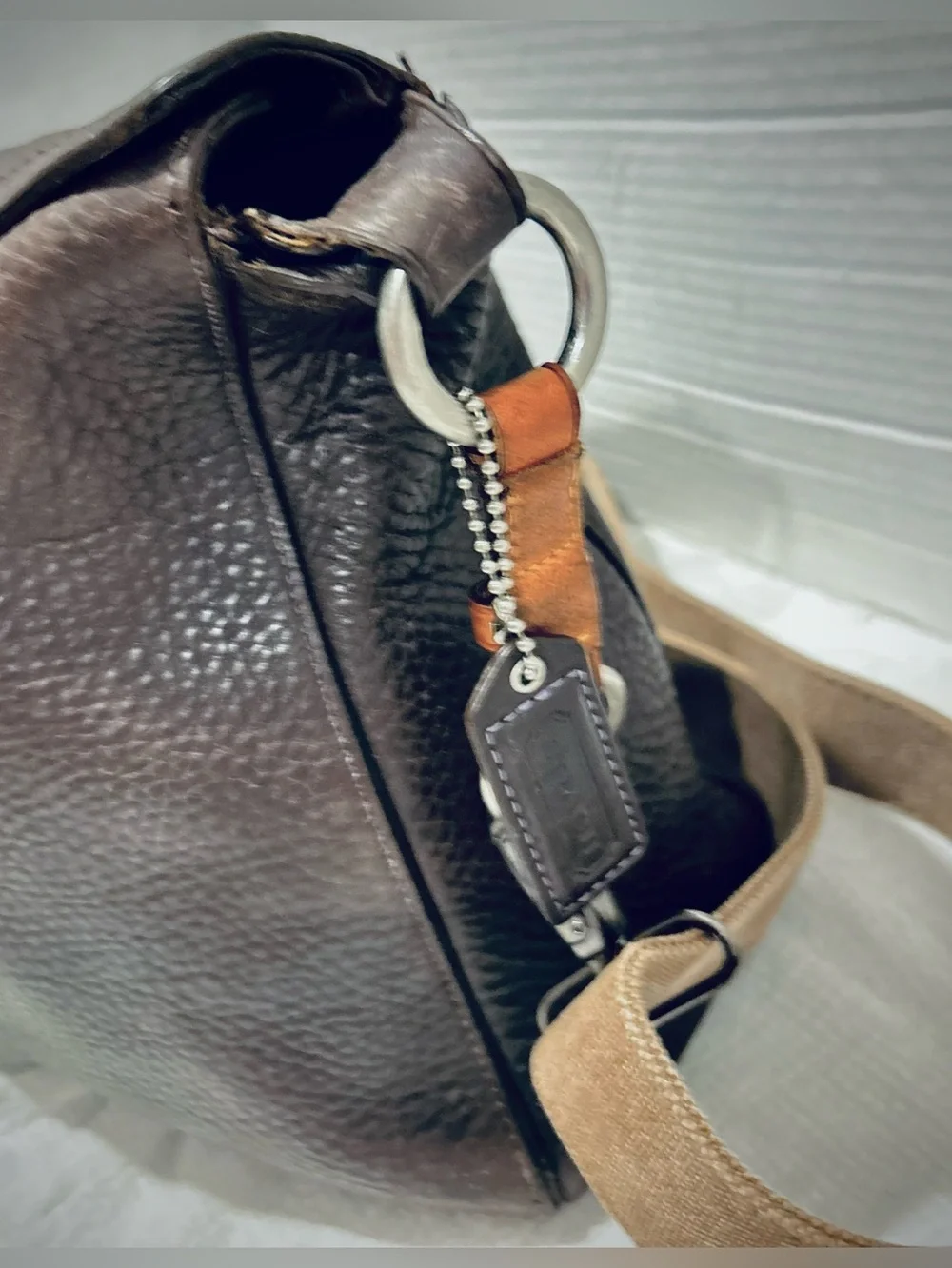 Vintage Y2K Coach 10130 Brown Chelsea Pebbled Leather Hobo Shoulder Bag Purse
